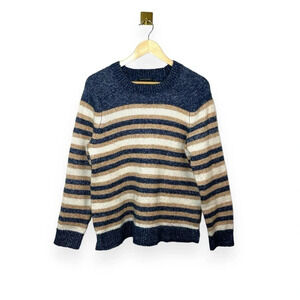 Banana Republic Striped Chunky Knit Oversized Sweater Blue Brown M